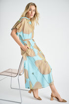 Printed long shirt dress 