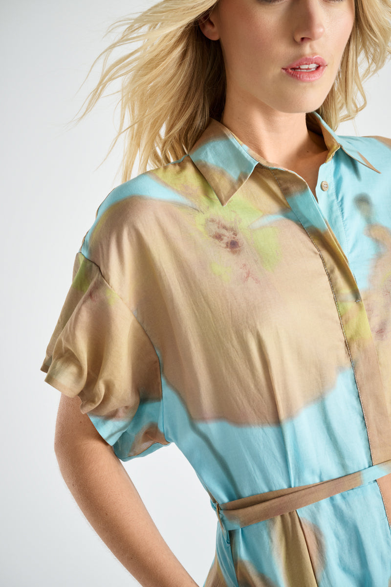 Printed long shirt dress 