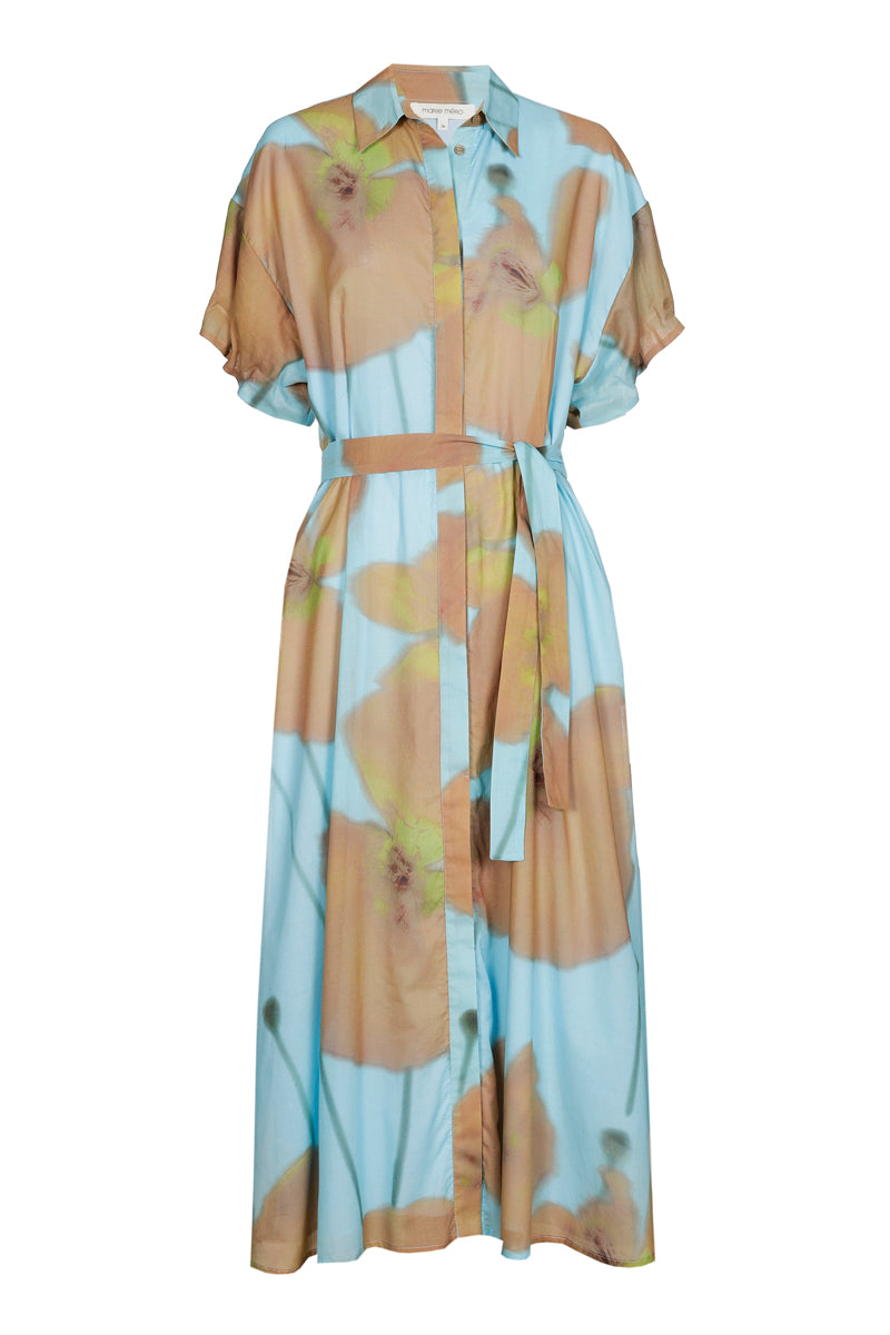 Printed long shirt dress 