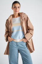 Veste mi-long doublée avec cape camel