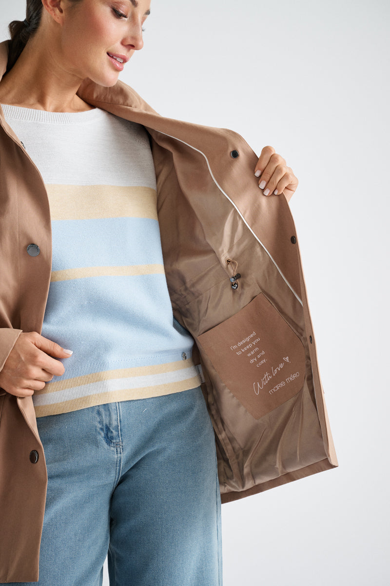 Veste mi-long doublée avec cape camel
