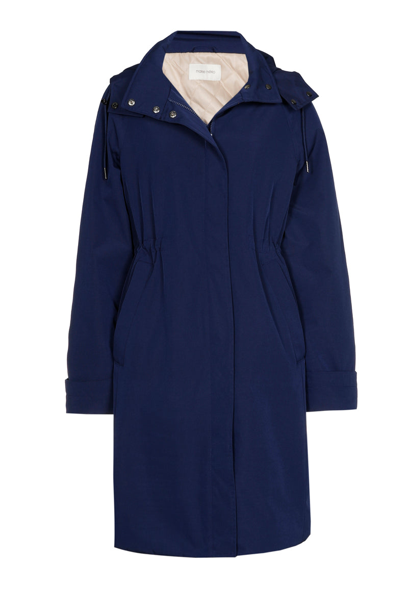 Longue parka navy avec cape