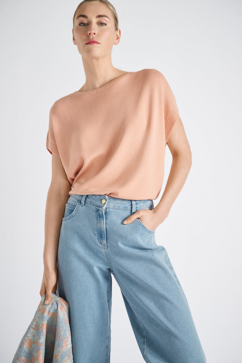 Pull saumon avec manche coupée