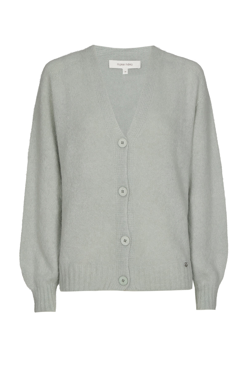 Short V-neck cardigan in jade green