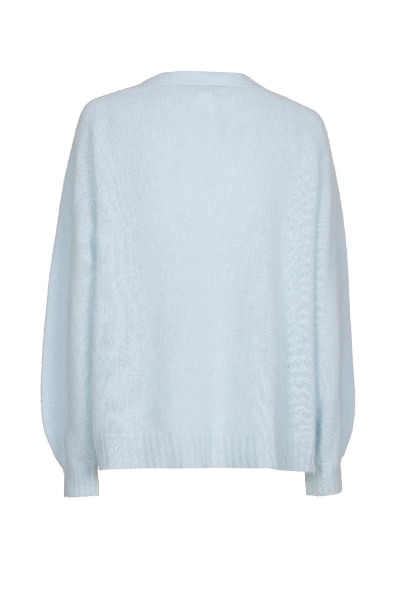 Short v-neck cardigan sky blue