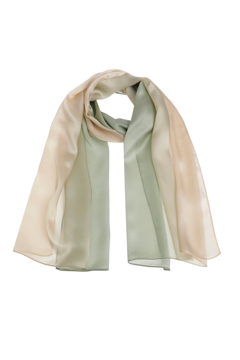 Long jade faded silk scarf