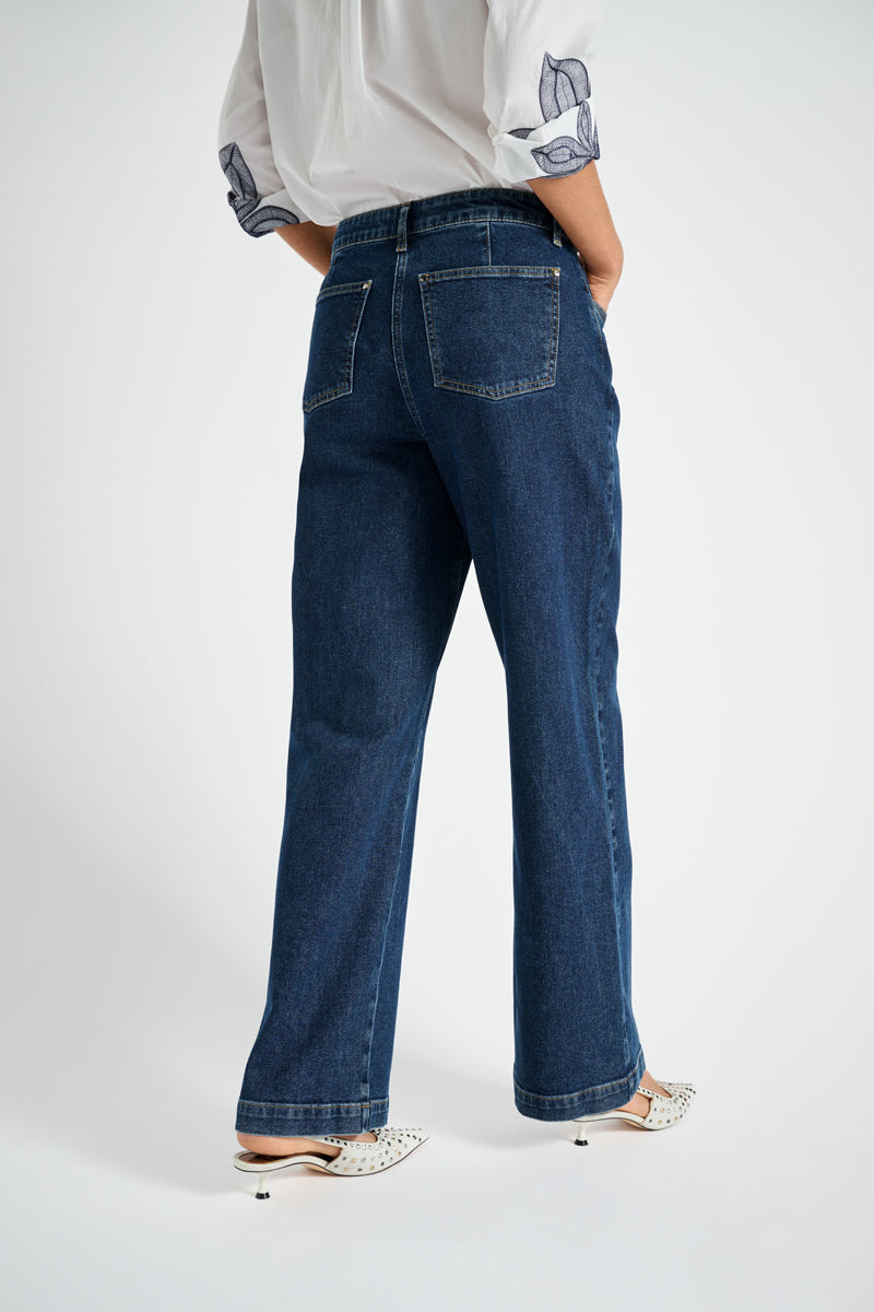 Lange rechte donkere five-pocket jeans