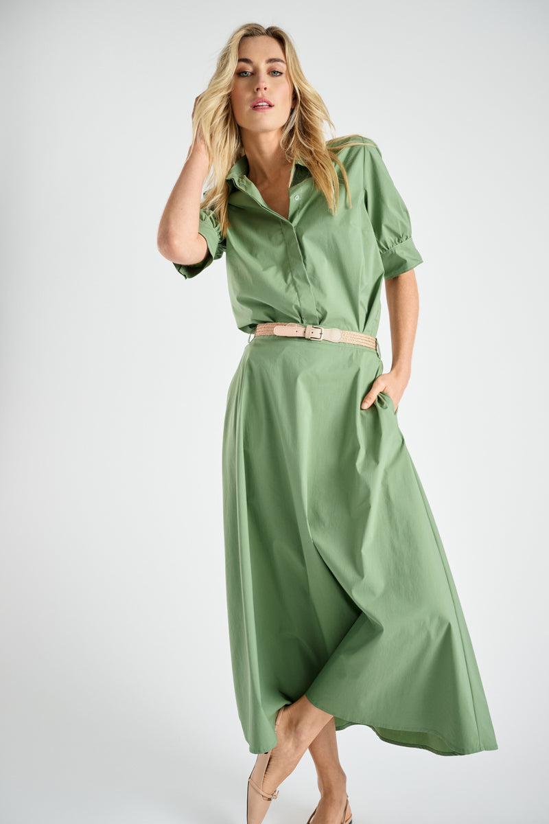 Jupe midi verte évasée 
