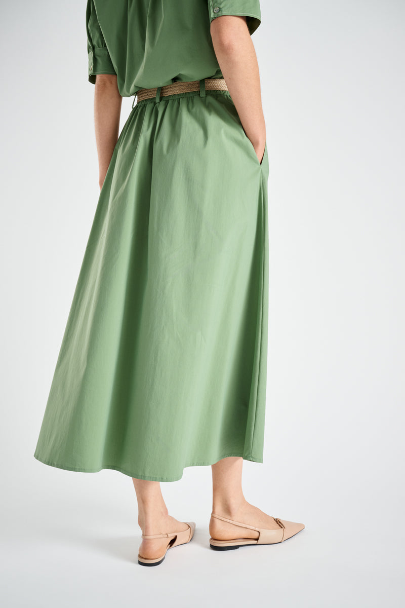 Jupe midi verte évasée 