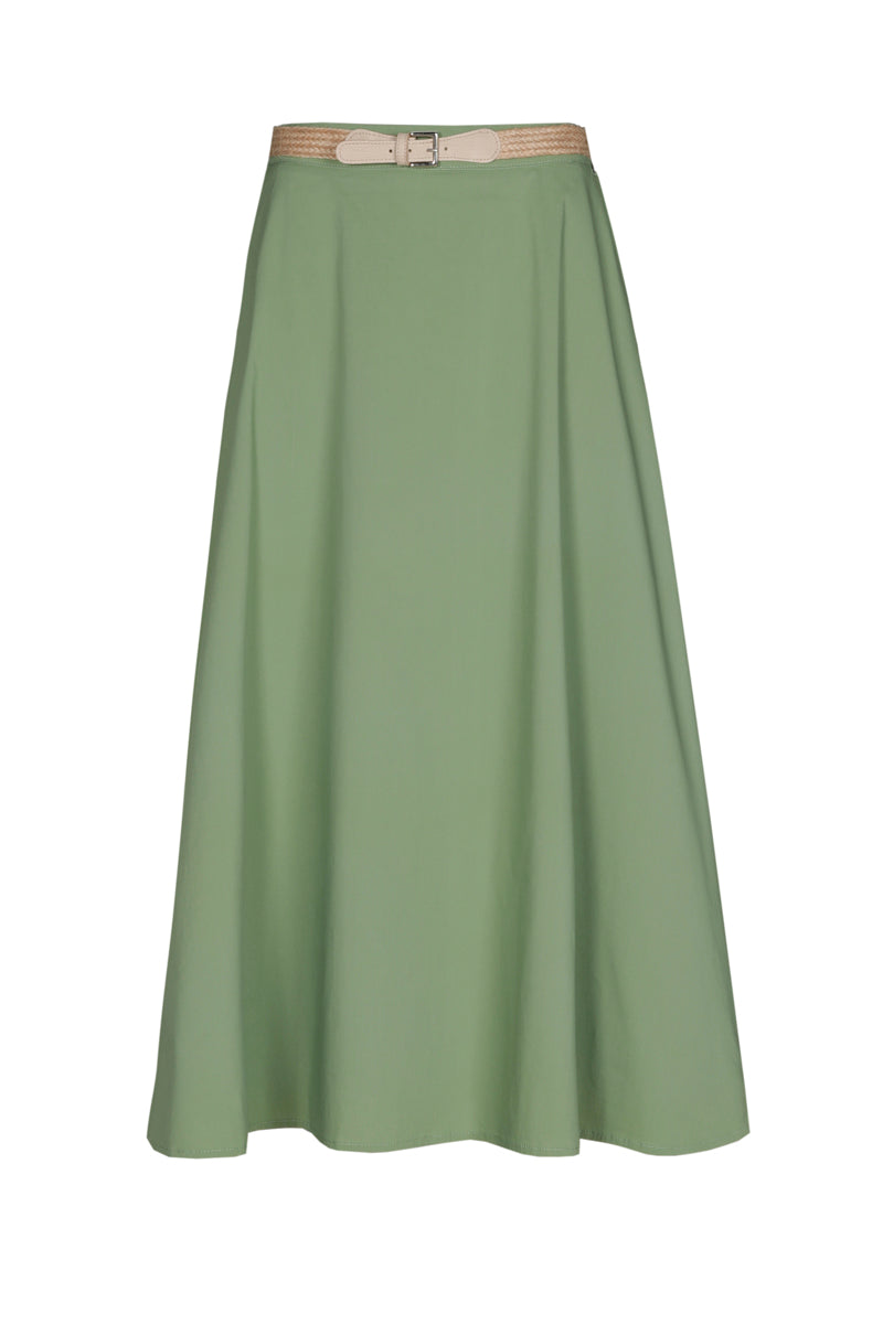 Jupe midi verte évasée 