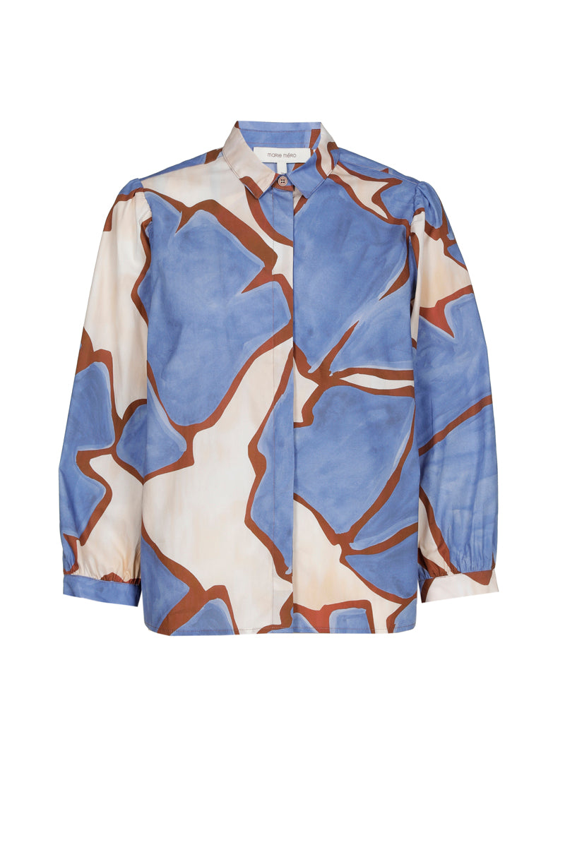 Blouse en coton à fleurs avec manches bouffantes