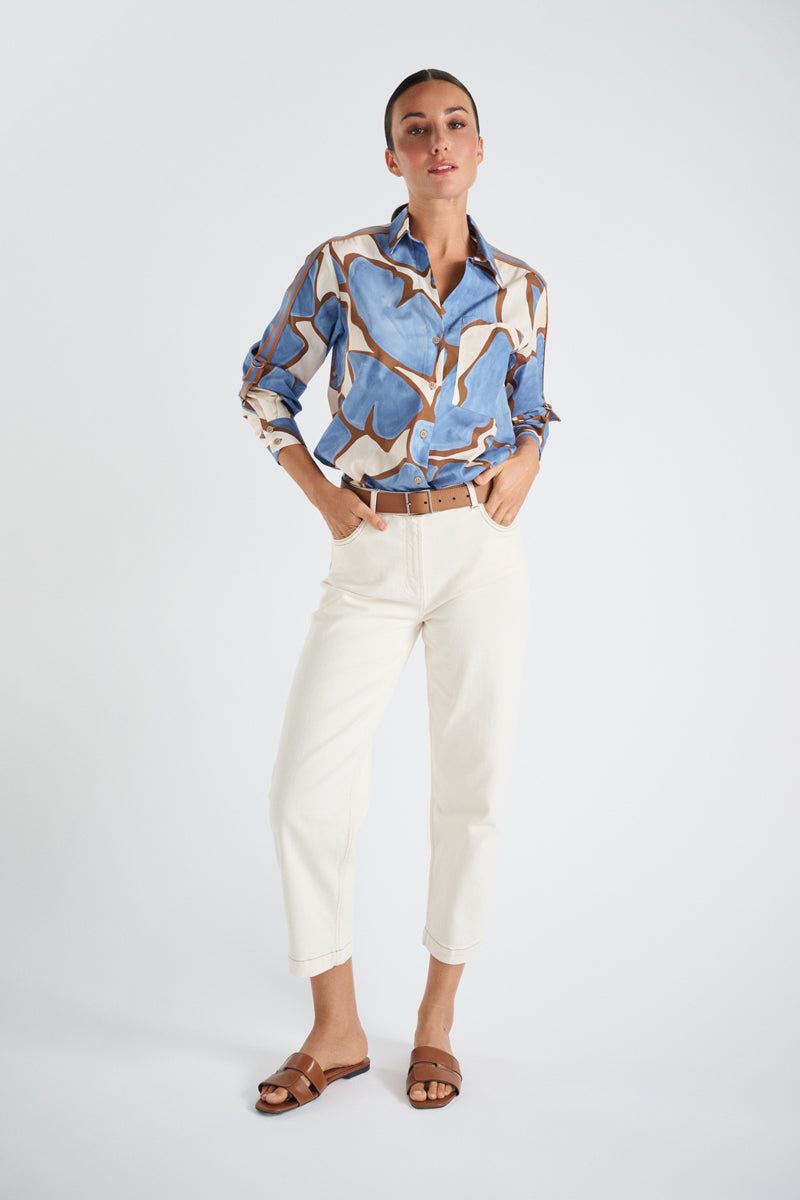 Light blue blouse with floral print