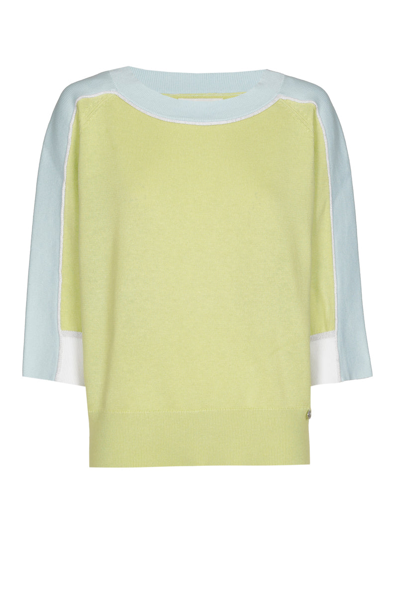 Two-tone jumper in lime green and light blue