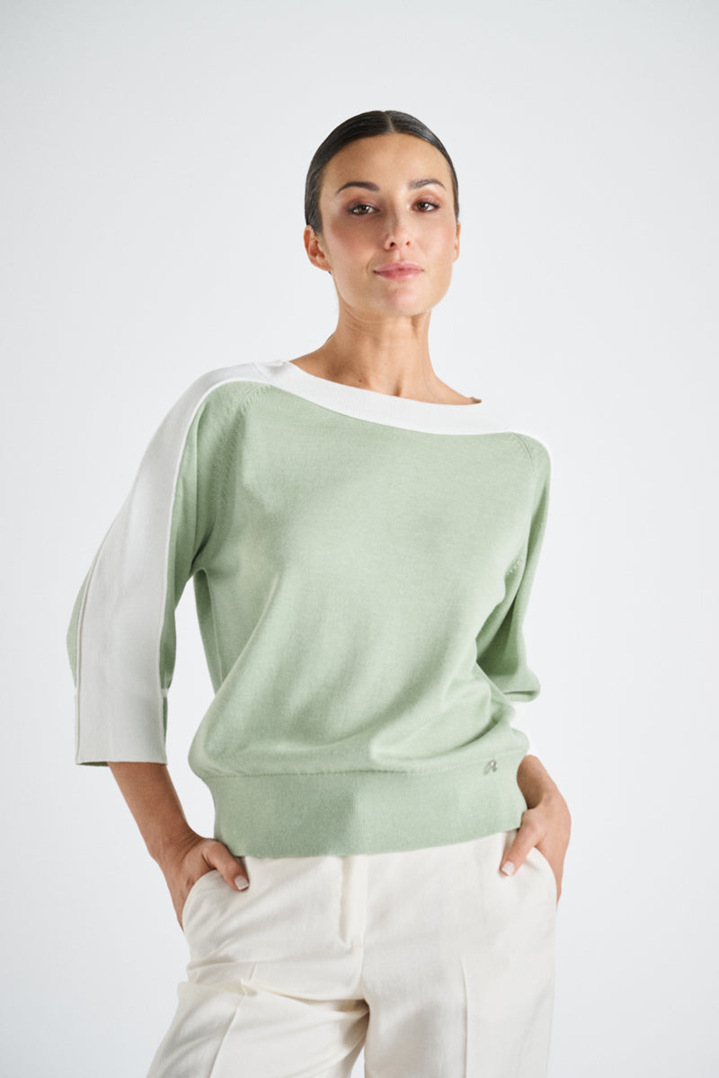 Pull bicolore avec mix de tricot