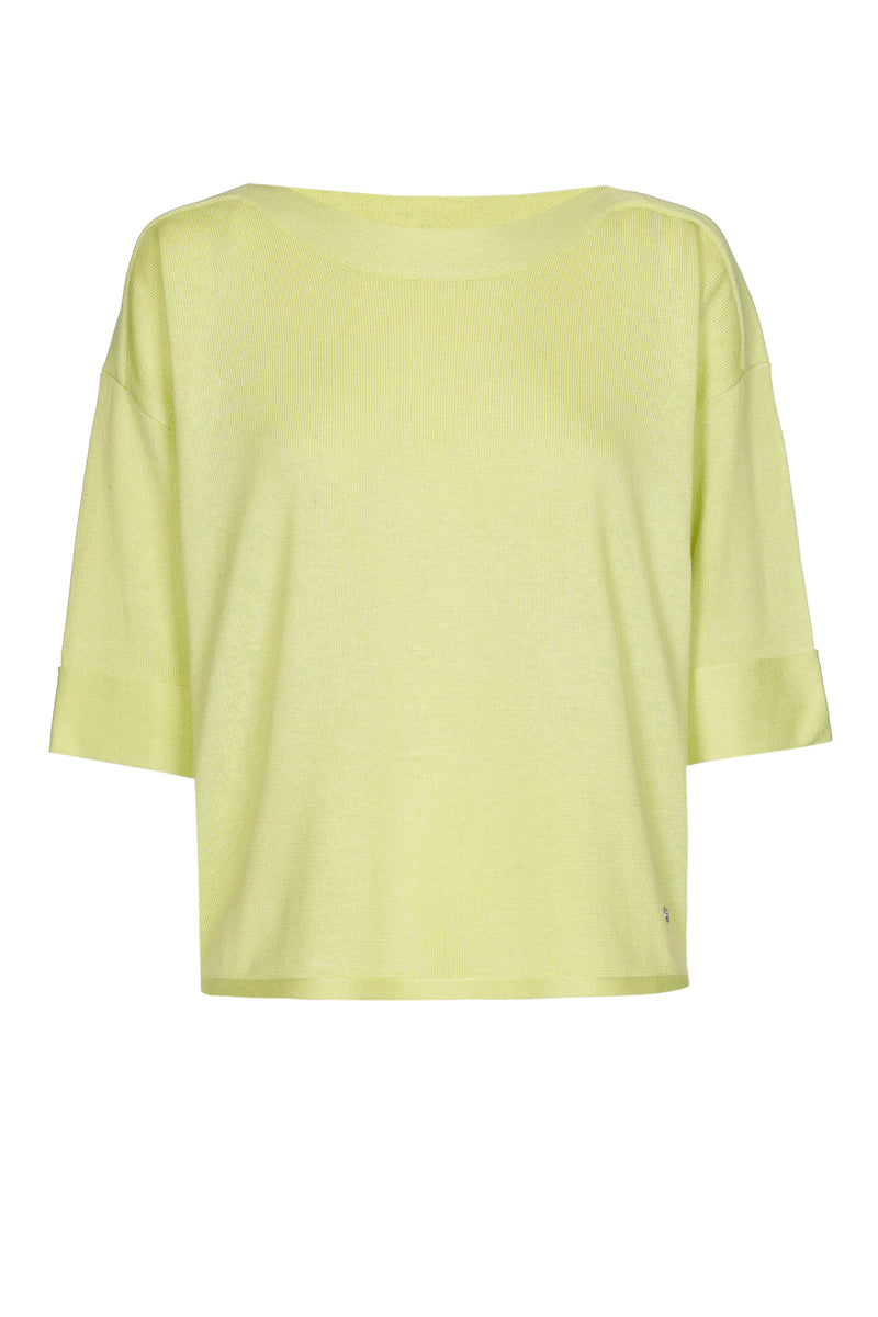 Lime green boat-neck jumper 
