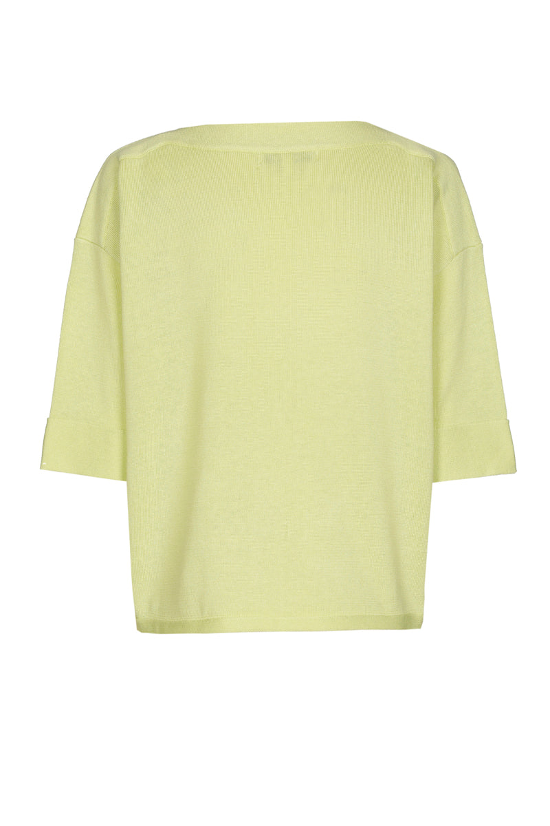 Limoengroene pull met boothals