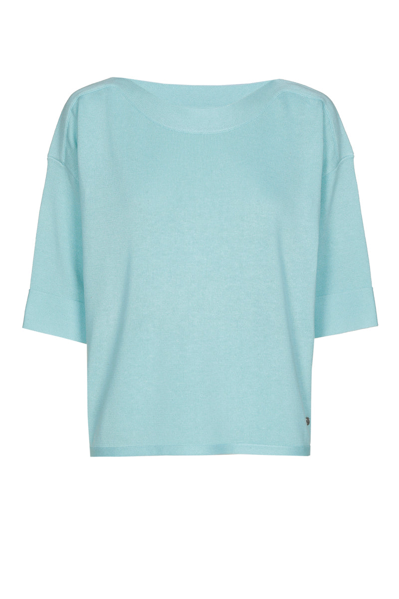 Turquoise boat-neck jumper 