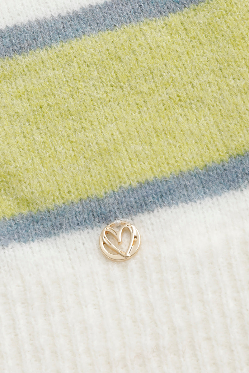 Pull rayé vert en alpaga