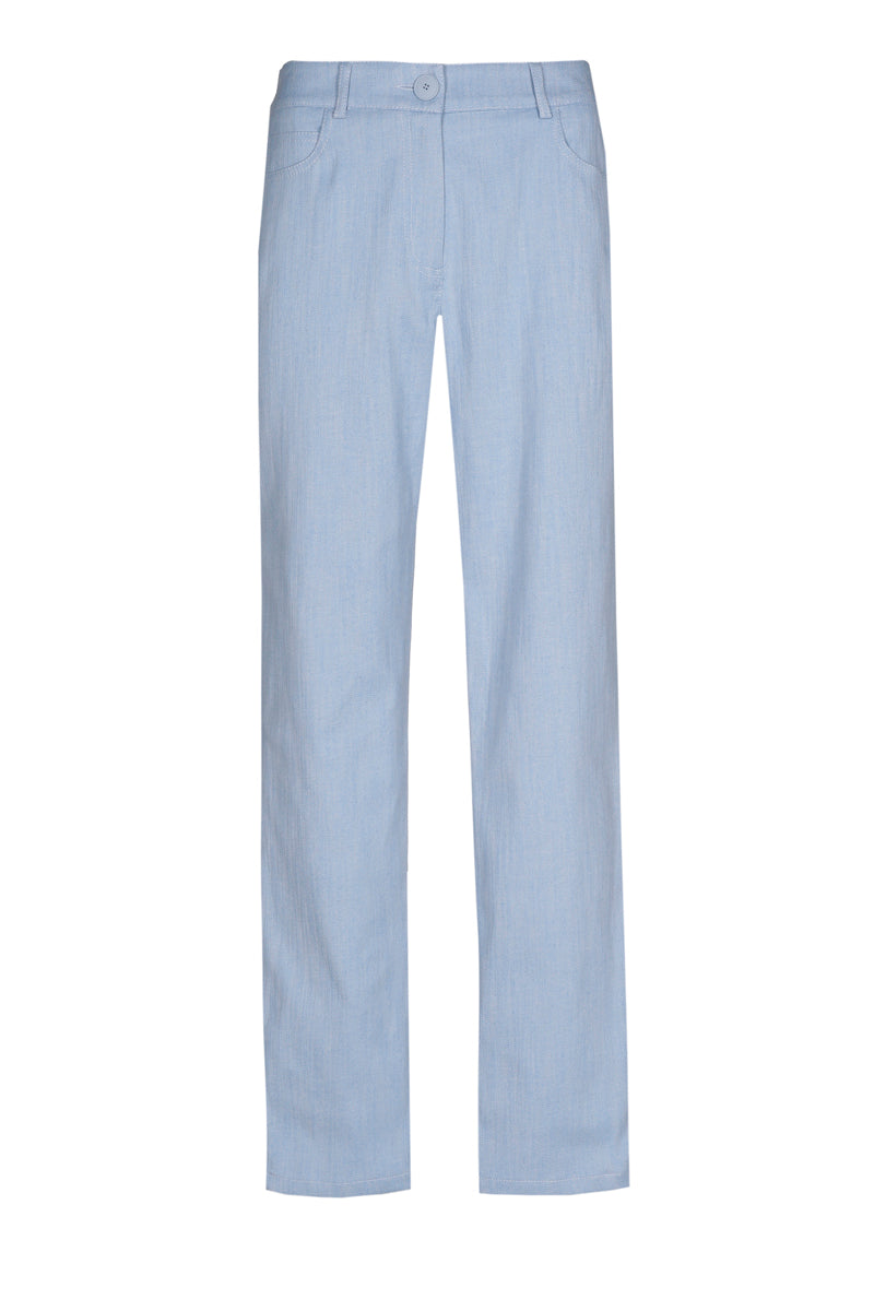 Slim fit denim blue trousers in cotton blend