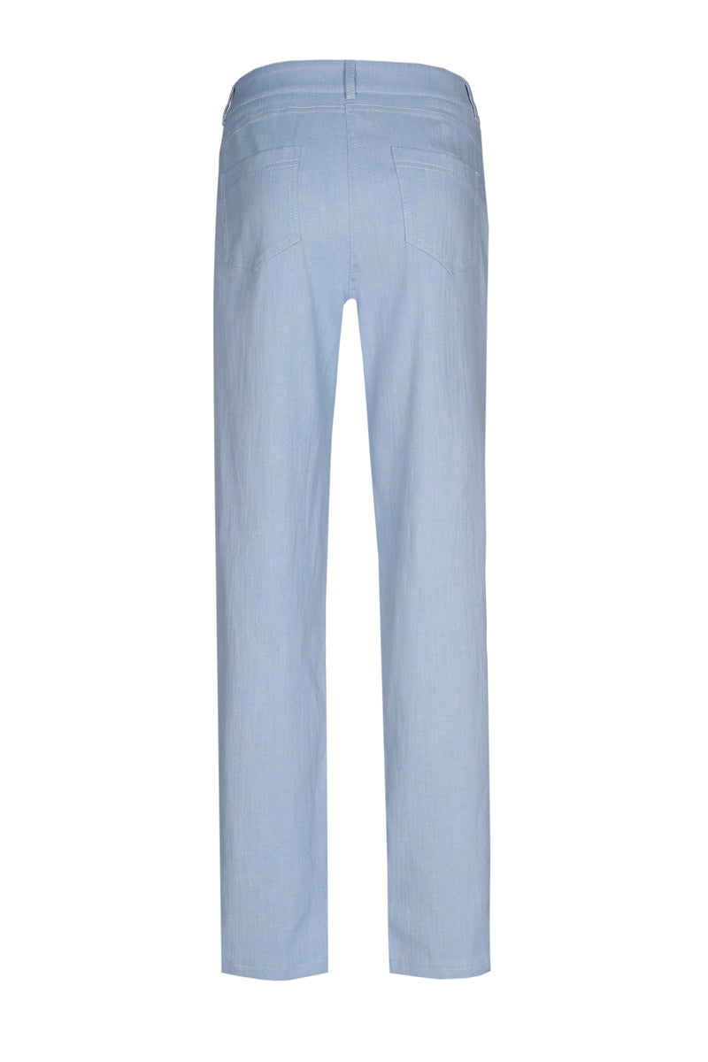 Slim fit denim blue trousers in cotton blend