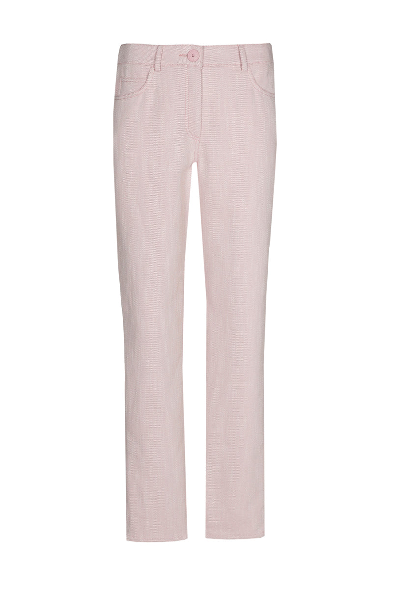 Roze broek in katoenmix in slim fit