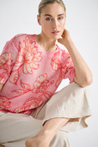 Printed crochet trui korte mouw
