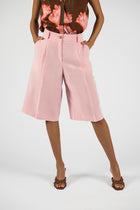 Bermuda met bandplooi in linnen-viscose