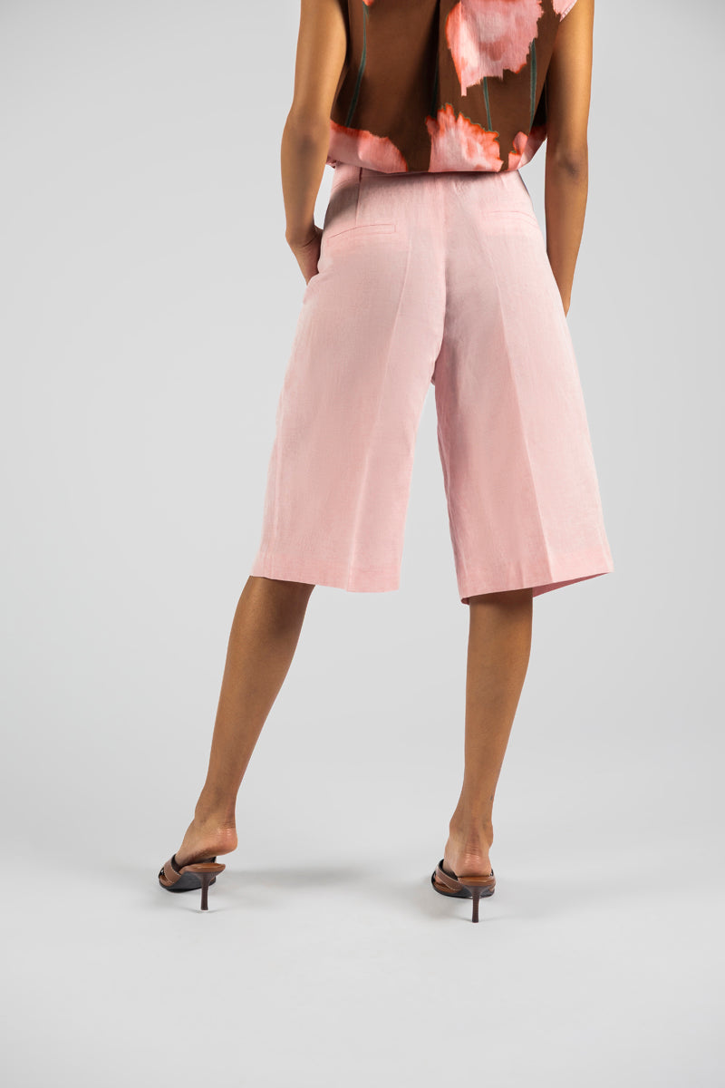 Pleated bermuda in linnen-viscose