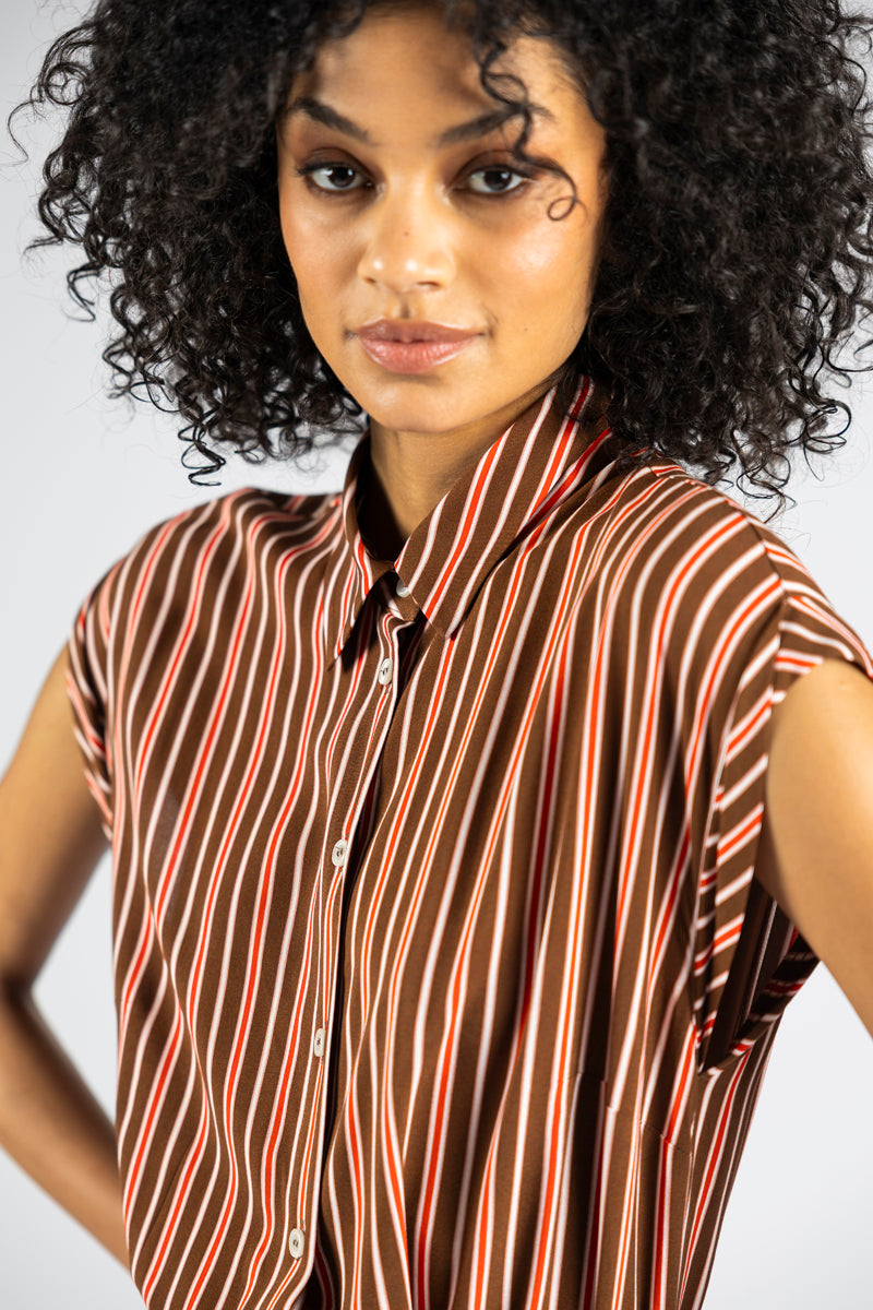 Gestreepte jurk met riem