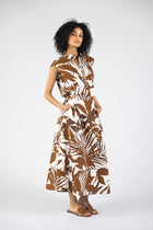 A-line midi skirt with tropical print