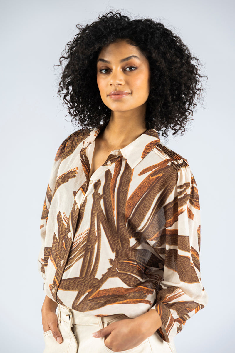 Bloes met tropische print