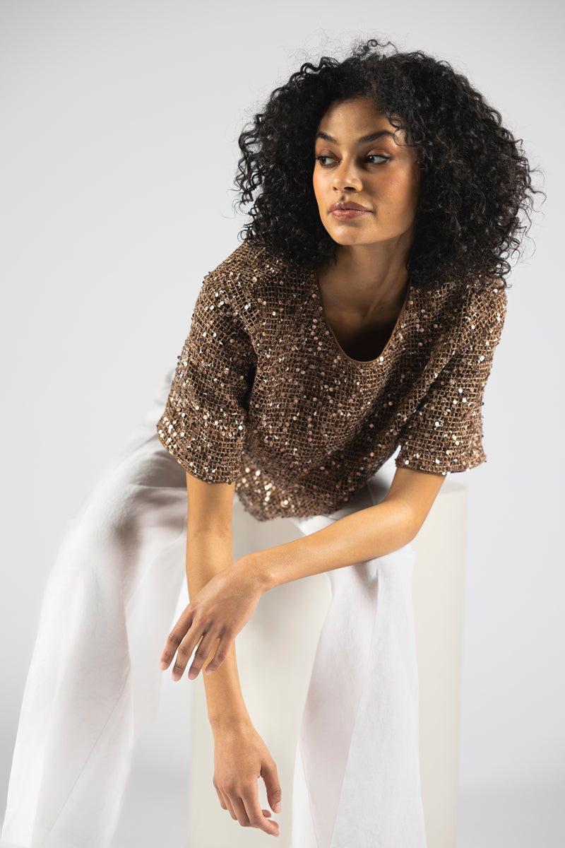 Tunic top with sequins 