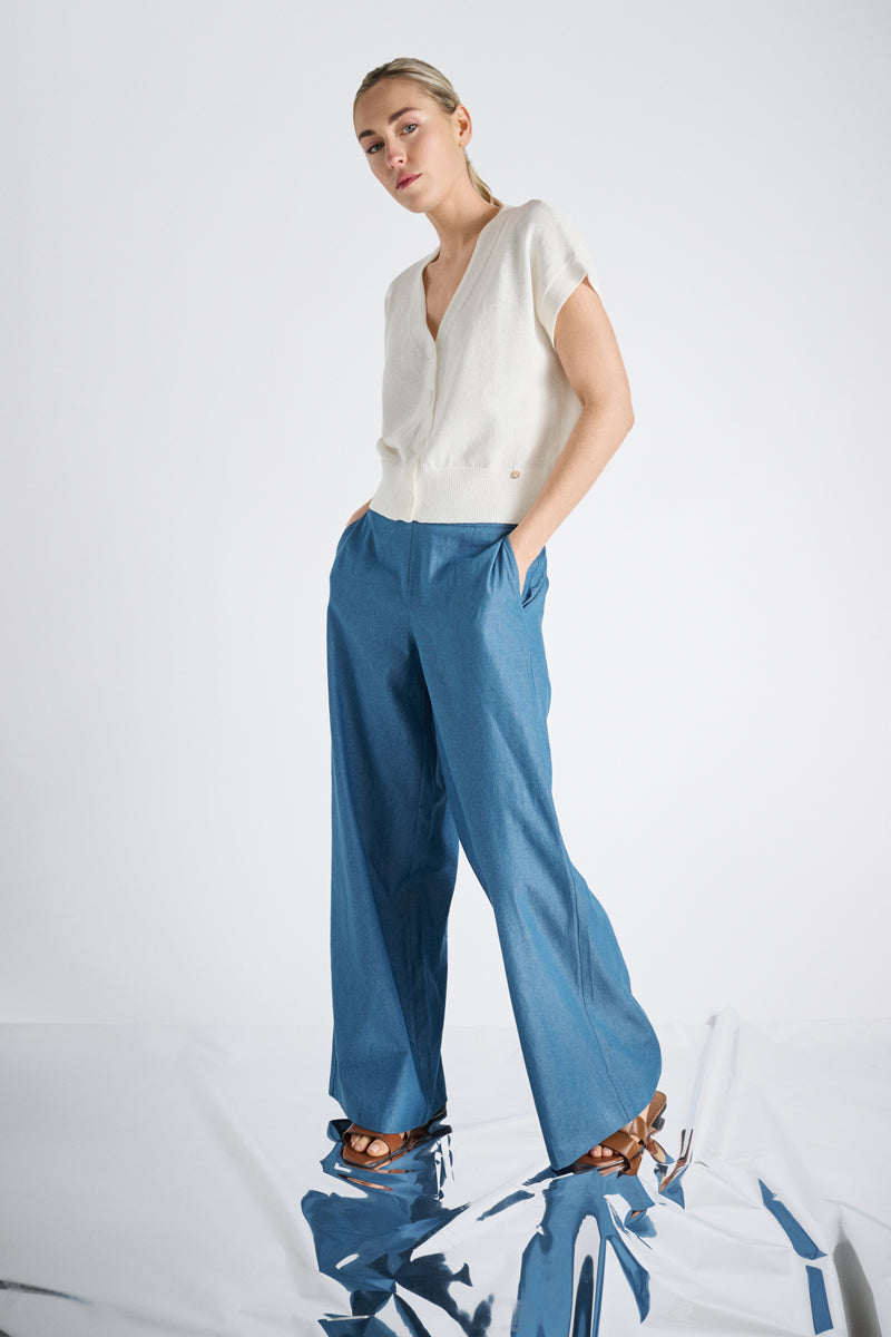 Wijde broek met denimlook