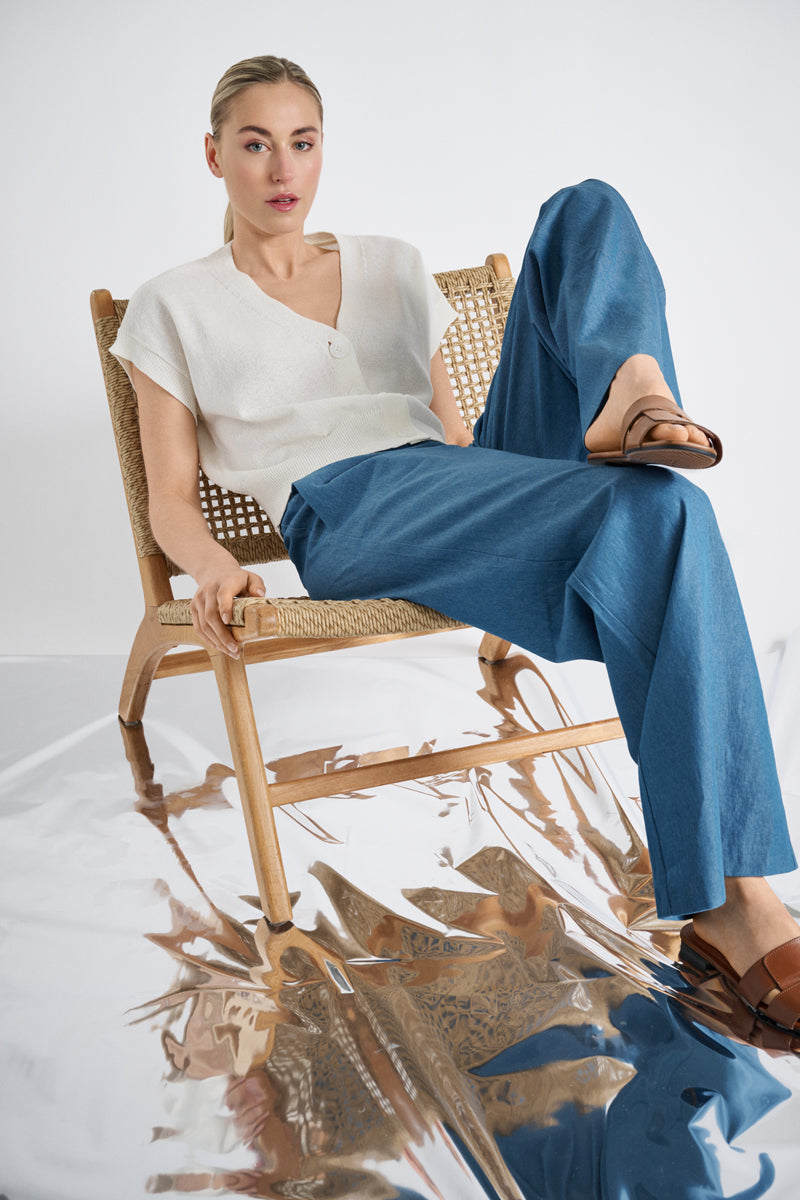 Wijde broek met denimlook