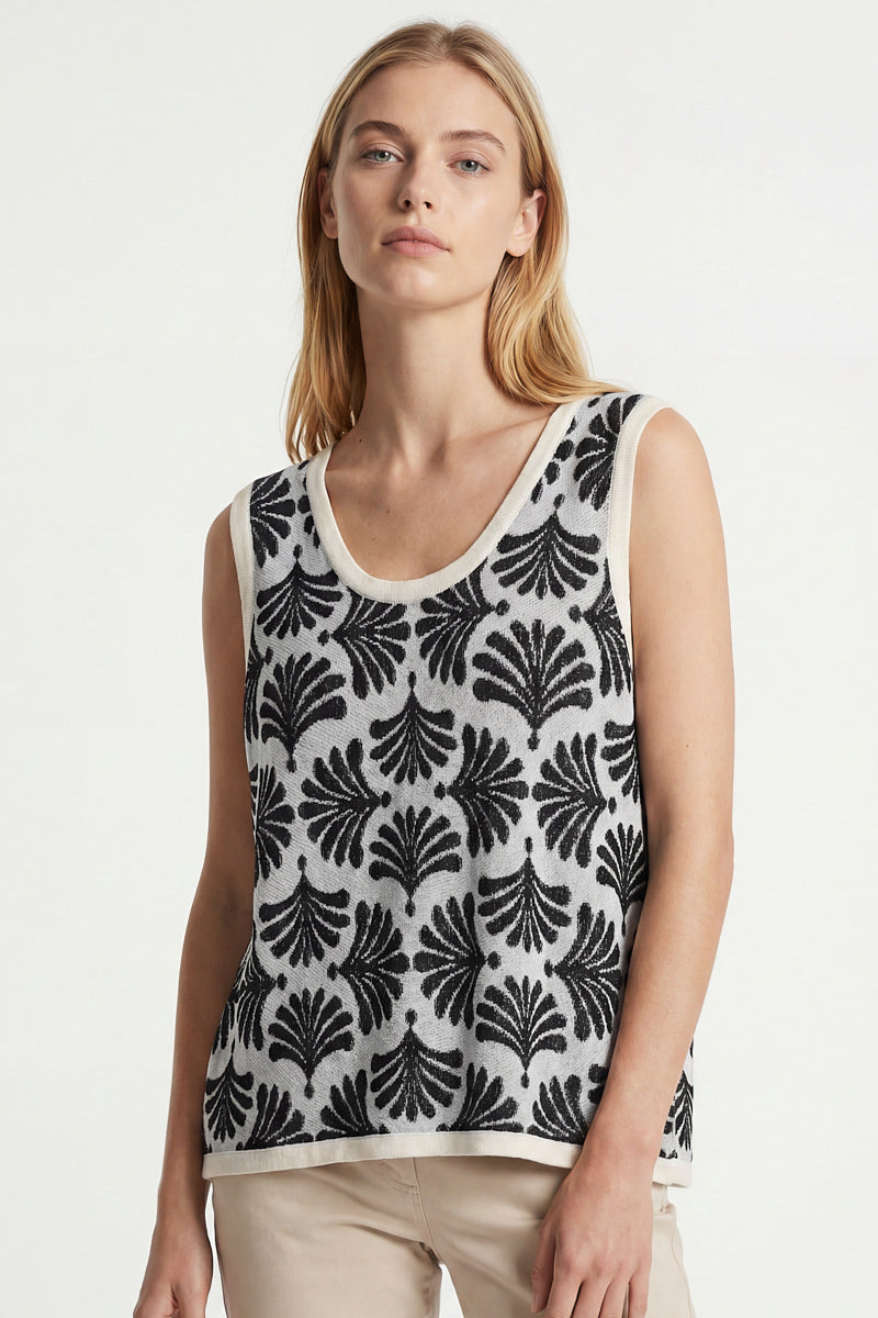 Jacquard printed singlet top 