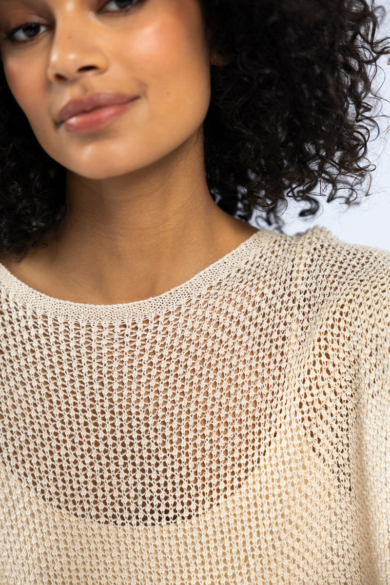 Short sleeve crochet sweater + top