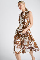 Robe imprimée exotique cache-coeur sans manches 