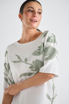 Pull en tissu éponge à imprimé floral vert jade