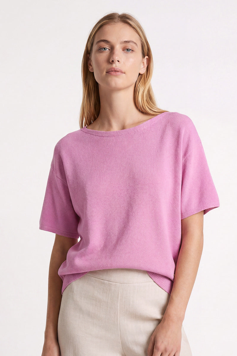 Round neck sweater short sleeves