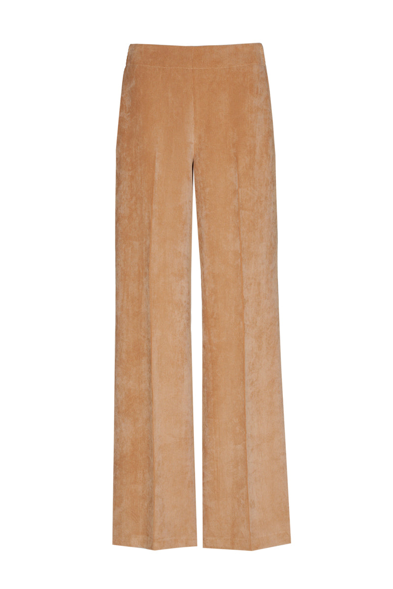 Pantalon long et fluide velours beige