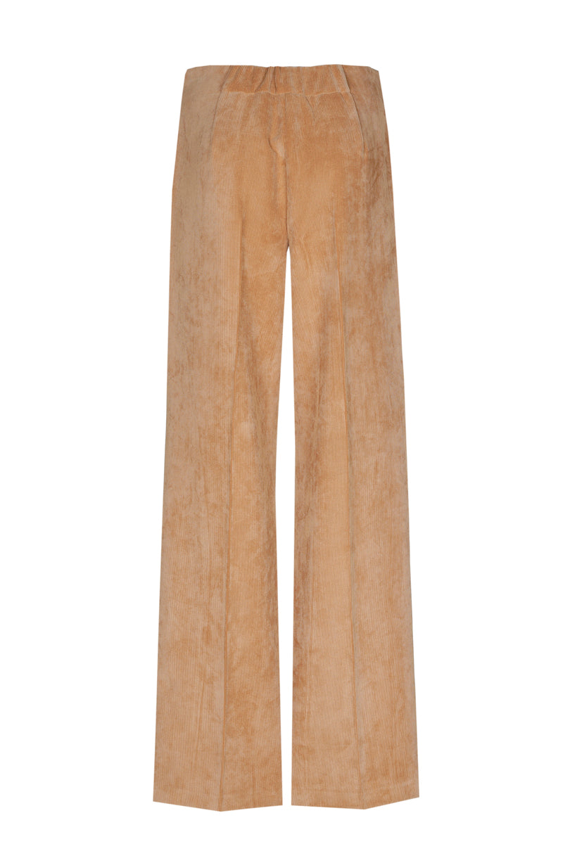Pantalon long et fluide velours beige