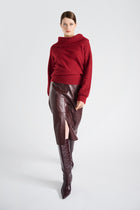 Jupe crayon faux cuir fendue 