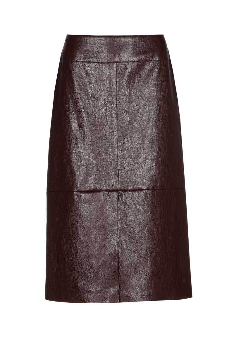 Jupe crayon faux cuir fendue 