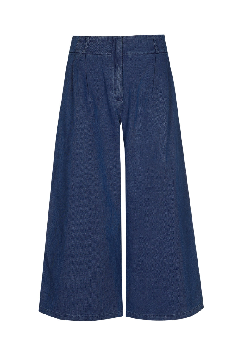 Culotte denim avec pinces et poches