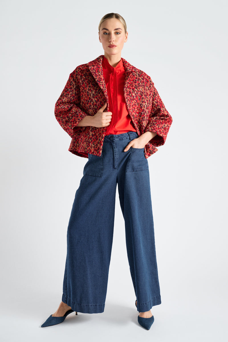 Pantalon denim large et long