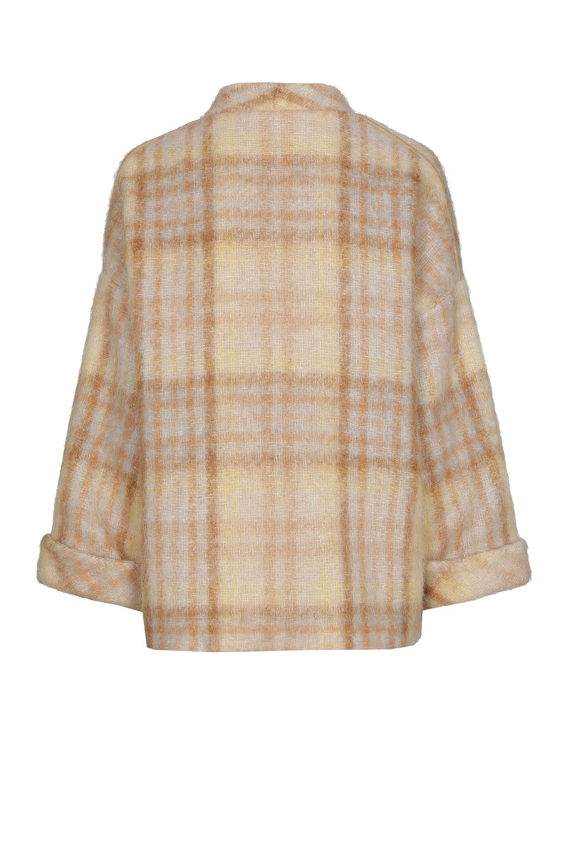 Checked wool kimono jacket 