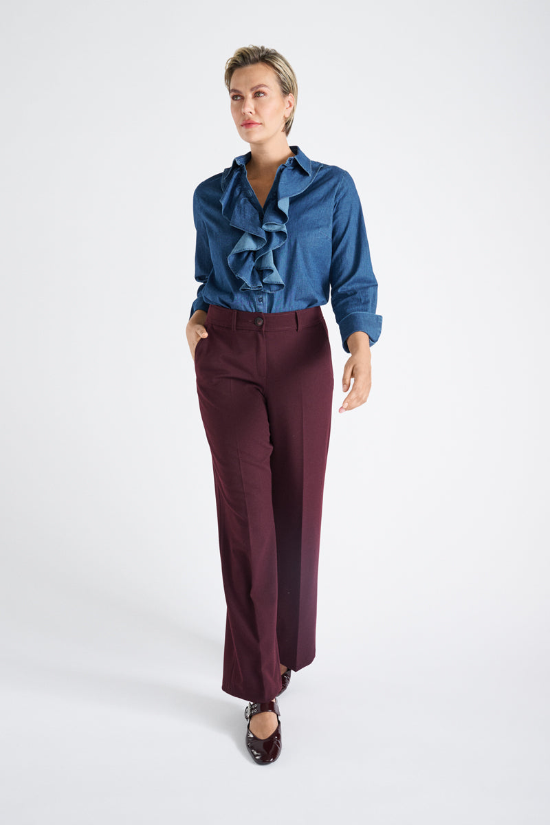 Rechte lange bordeaux broek