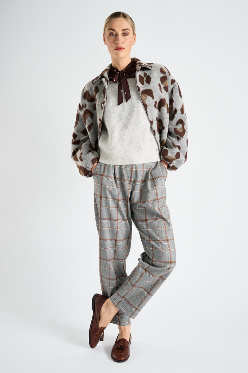Korte wijde broek met ruiten