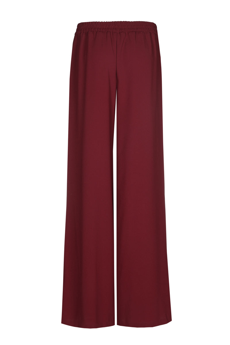Soepele lange wijde bordeaux broek