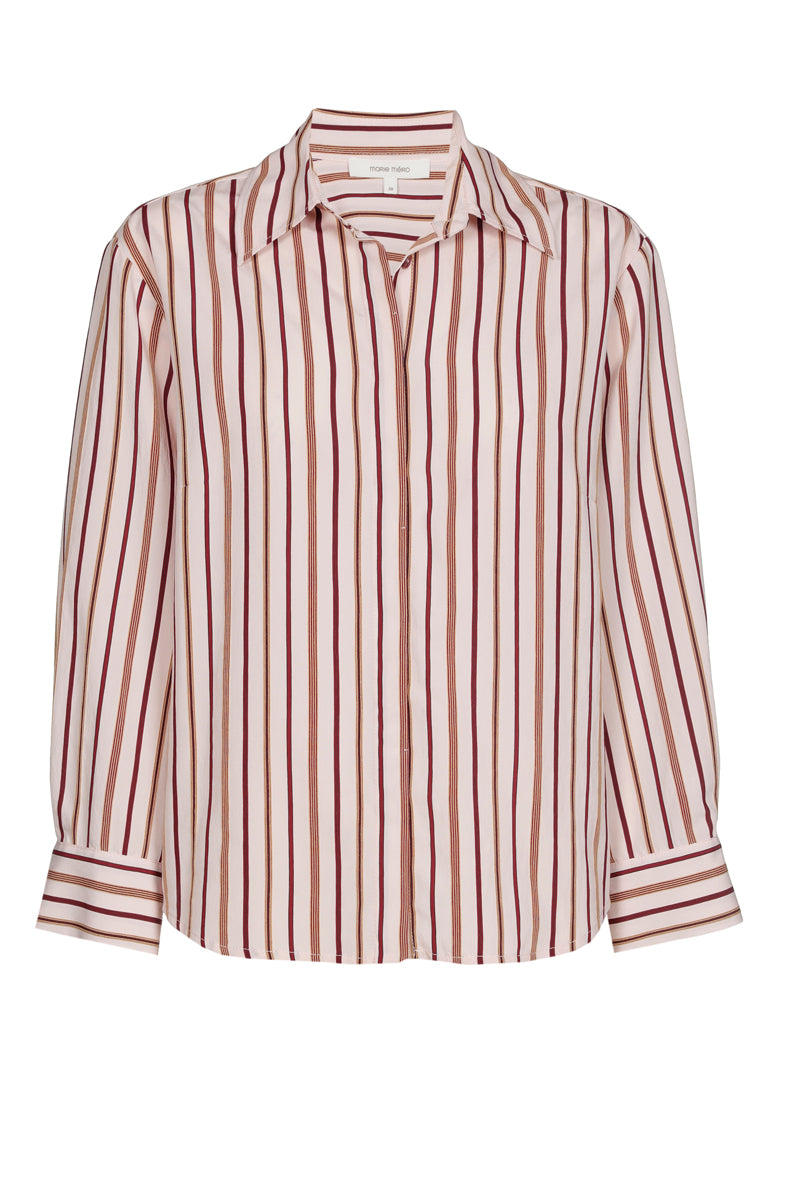 Gestreepte bloes met roze en bruin